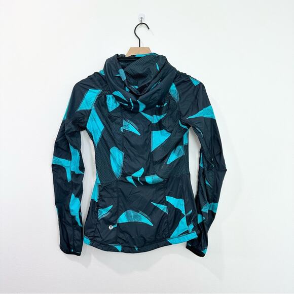 Lululemon Back Pack It Jacket Back Spin Stroke Peacock Blue Hooded Full Zip 2 - Picture 2 of 6